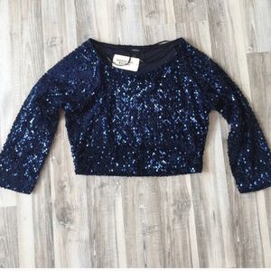 New blue navy sequin crop top.